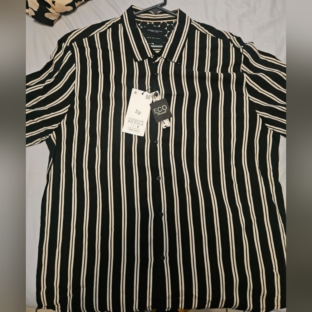 Denim & Flower Black and Tan Striped Shirt